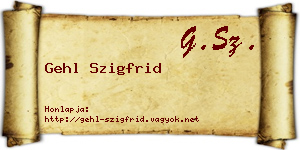 Gehl Szigfrid névjegykártya